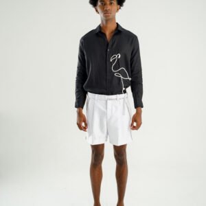 JJ06 LONG SHIRT BLACK FLAMINGO