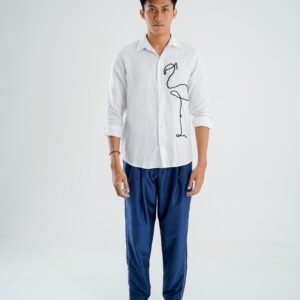 JJ09 LONG SHIRT WHITE FLAMINGO
