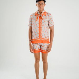 MGSH54 SILK SHIRT FLAMINGO ORANGE 2025
