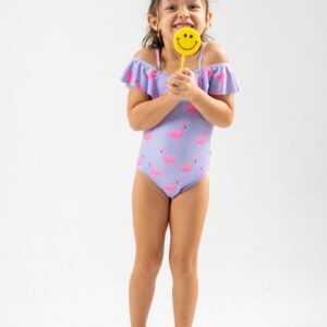SSK26 SWIMSUIT KIDS PURPLE FLAMINGO