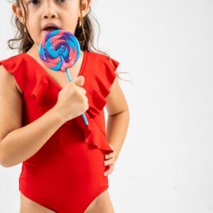 SSK11 SWIMSUIT GIRL RED KIDS